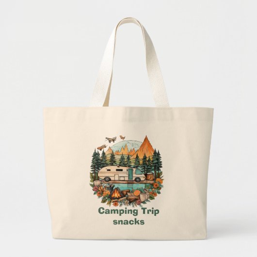 Schattigee kampeertrip snack grote tote bag (Voorkant)