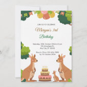 Schattigee Kangaroo Party verjaardagsuitnodiging Kaart (Voorkant)