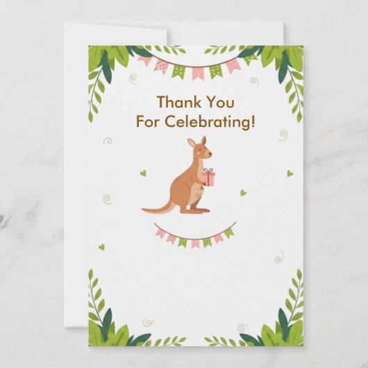 Schattigee Kangaroo Party verjaardagsuitnodiging Kaart (Achterkant)