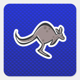 Schattigee Kangoeroe; Blauw Vierkante Sticker