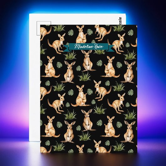 Schattigee Kangoeroe Print Dierenvrienden Wallaby  Briefkaart