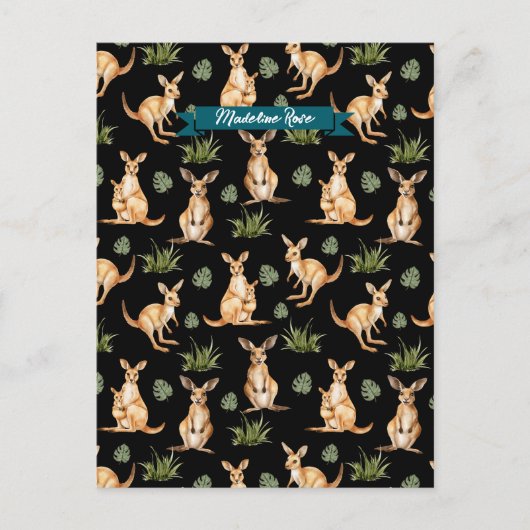 Schattigee Kangoeroe Print Dierenvrienden Wallaby  Briefkaart (Voorkant)