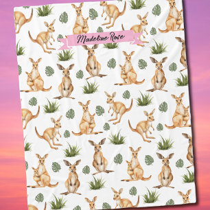 Schattigee Kangoeroe Print Dierenvrienden Wallaby Fleece Deken