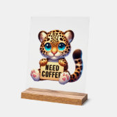 Schattigee kantoor heeft koffie luipaard nodig acryl bord (Hoek)
