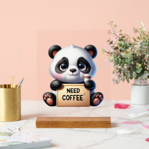 Schattigee kantoor heeft koffie panda beer nodig acryl bord