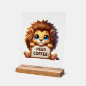 Schattigee kantoor heeft koffieleeuw nodig acryl bord (Hoek)
