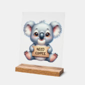 Schattigee kantoor nodig koffie koala beer acryl bord (Hoek)