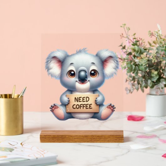 Schattigee kantoor nodig koffie koala beer acryl bord (Huwelijk)