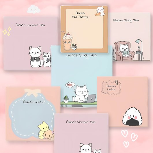 Schattigee Kaopoon Kawaii Roze Gepersonaliseerd Post-it® Notes