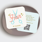 Schattigee kapper schaar QR-code Vierkante Visitekaartje