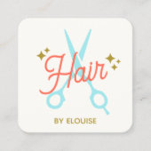 Schattigee kapper schaar QR-code Vierkante Visitekaartje (Voorkant)