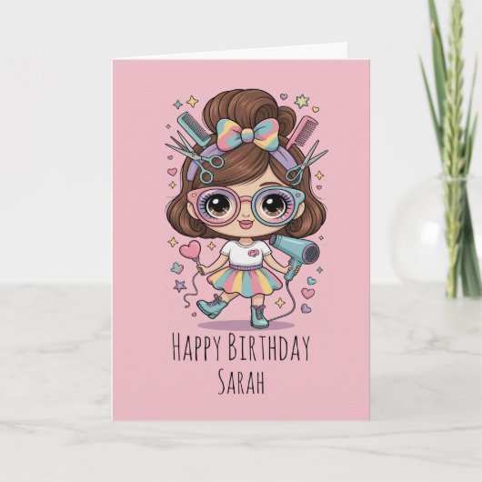 Schattigee kapper Verjaardag Kaart voor schoonheid (Voorkant)