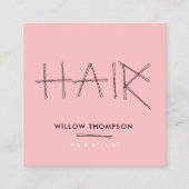 Schattigee kapper zwart roze Bobby Pins Hair Vierkante Visitekaartje (Voorkant)