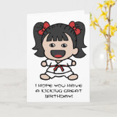 Schattigee Karate Verjaardag Kaart voor Meisjes (Gele Bloem)