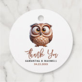 Schattigee Karikatuur Uil Baby Boy Shower Bedankjes Labels (Achterkant)