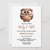 Schattigee Karikatuur Uil Baby Boy Shower Kaart (Voorkant)