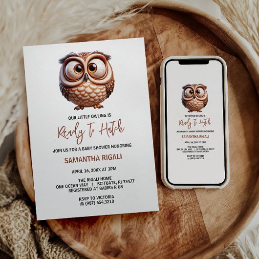 Schattigee Karikatuur Uil Baby Boy Shower Kaart