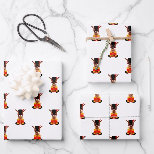 Schattigee Kasky Kerst Rendier Feestelijke Vakanti Inpakpapier Vel (Voorkant)