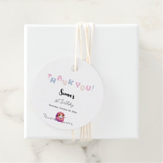 Schattigee kat 1e verjaardag bedankjes labels (In situ)