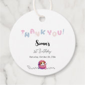 Schattigee kat 1e verjaardag bedankjes labels (Voorkant)