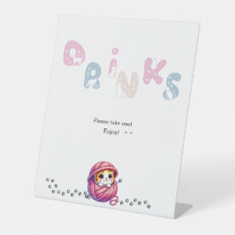 Schattigee kat 1e verjaardag Drinken Reclamebord Met Voetstuk