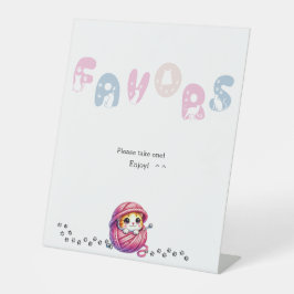 Schattigee kat 1e verjaardag gunsten reclamebord met voetstuk