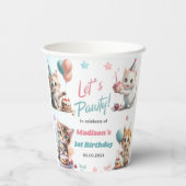 Schattigee kat 1e verjaardag papieren bekers (Achterkant)