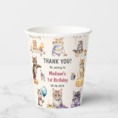 Schattigee kat 1e verjaardag papieren bekers (Voorkant)
