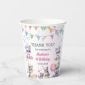 Schattigee kat 1e verjaardag papieren bekers (Achterkant)