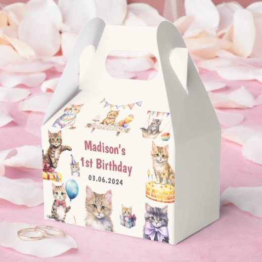 Schattigee kat 1e verjaardagsfeestje bedankdoosjes (Huwelijk)