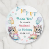 Schattigee kat 1e verjaardagsfeestje bedankjes labels (Achterkant)
