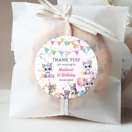 Schattigee kat 1e verjaardagsfeestje bedankjes labels