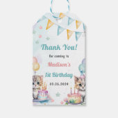 Schattigee kat 1e verjaardagsfeestje cadeaulabel (Voorkant)