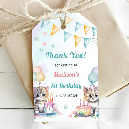 Schattigee kat 1e verjaardagsfeestje cadeaulabel