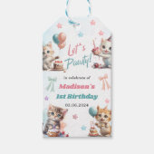 Schattigee kat 1e verjaardagsfeestje cadeaulabel (Voorkant)