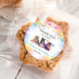 Schattigee kat 1e verjaardagsfeestje ronde sticker