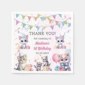 Schattigee kat 1e verjaardagsfeestje servet (Voorkant)