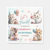 Schattigee kat 1e verjaardagsfeestje servet (Voorkant)