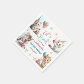 Schattigee kat 1e verjaardagsfeestje servet (Hoek)