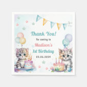 Schattigee kat 1e verjaardagsfeestje servet (Voorkant)