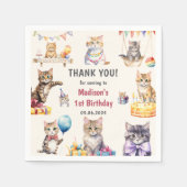 Schattigee kat 1e verjaardagsfeestje servet (Voorkant)