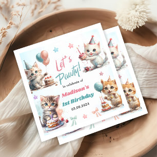 Schattigee kat 1e verjaardagsfeestje servet