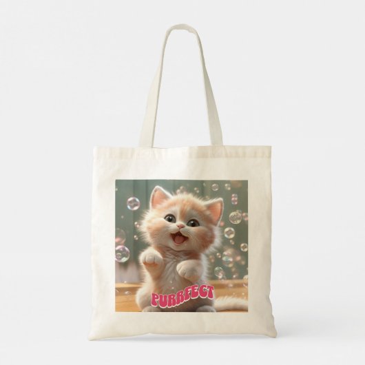 Schattigee kat 2 foto's Purrfect kat mam Tote Bag (Achterkant)