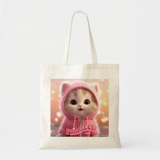 Schattigee kat 2 foto's Purrfect kat mam Tote Bag (Voorkant)