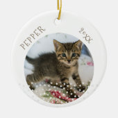 Schattigee kat 2 foto's sterpatroon kerst keramisch ornament (Voorkant)
