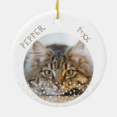 Schattigee kat 2 foto's sterpatroon kerst keramisch ornament (Achterkant)