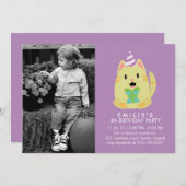 Schattigee kat aangepaste foto verjaardagsfeestje kaart (Voorkant / Achterkant)