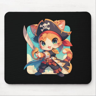 Schattigee kat als piraat kawaii anime muismat