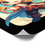 Schattigee kat als piraat kawaii anime poster (Hoek)