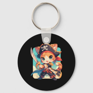 Schattigee kat als piraat kawaii anime sleutelhanger